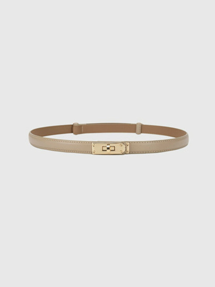 Rolo apricot taupe PU belt with gold turn-lock buckle