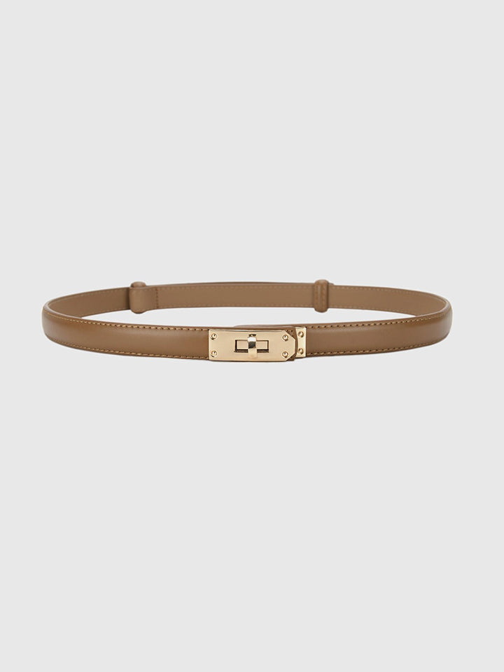 Rolo brown PU belt with gold turn-lock buckle