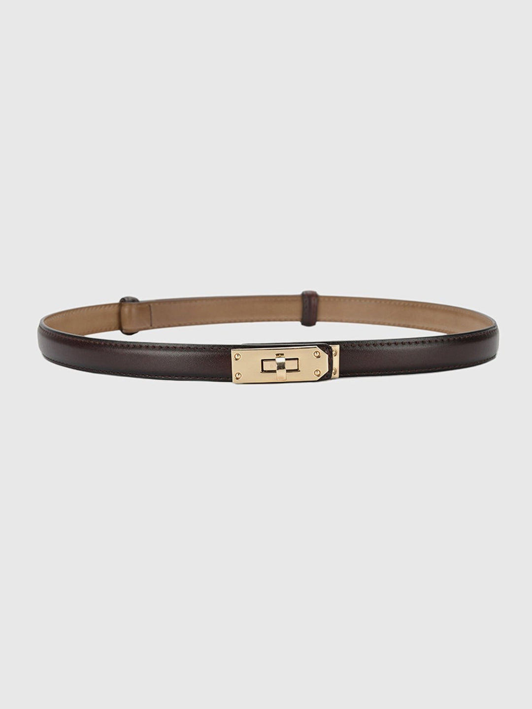 Rolo dark brown PU belt with gold turn-lock buckle