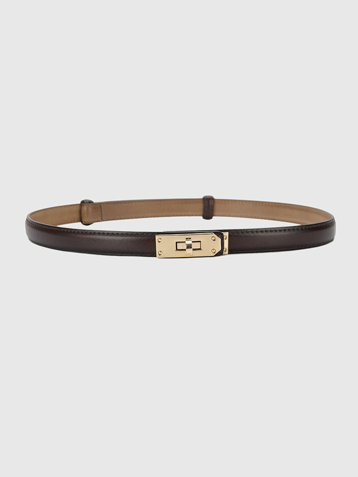 Rolo dark brown PU belt with gold turn-lock buckle