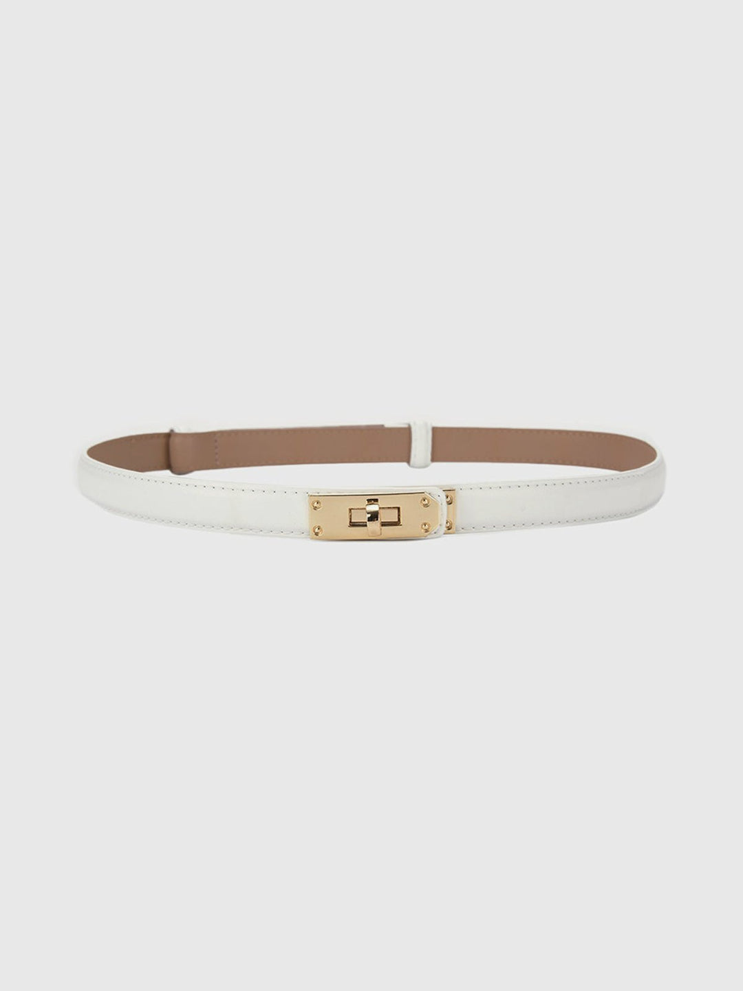Rolo white PU belt with gold turn-lock buckle