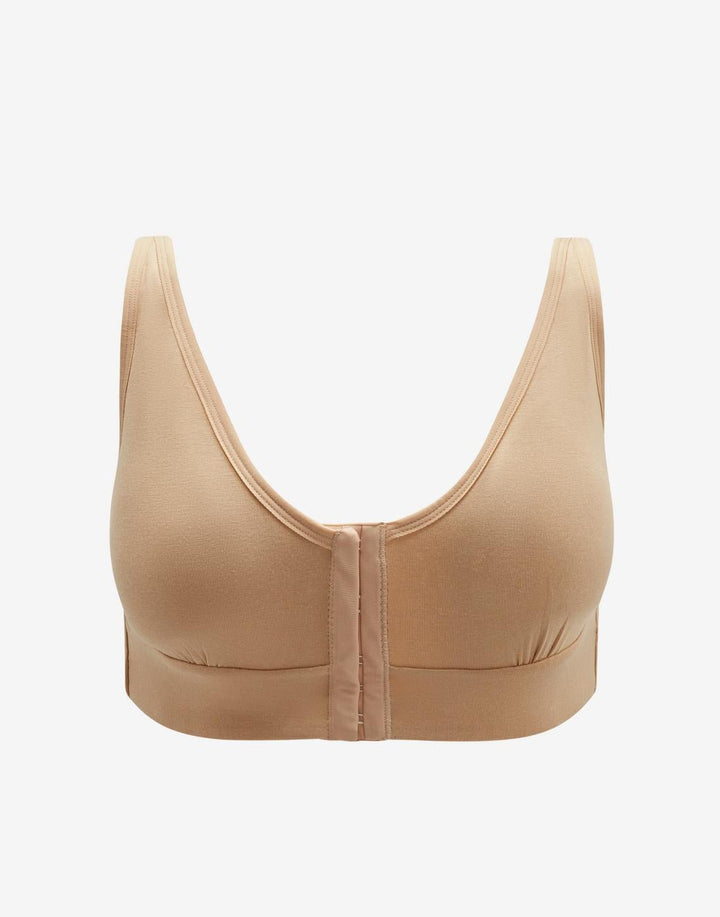 Rora Recovery Bra sand front closure front view