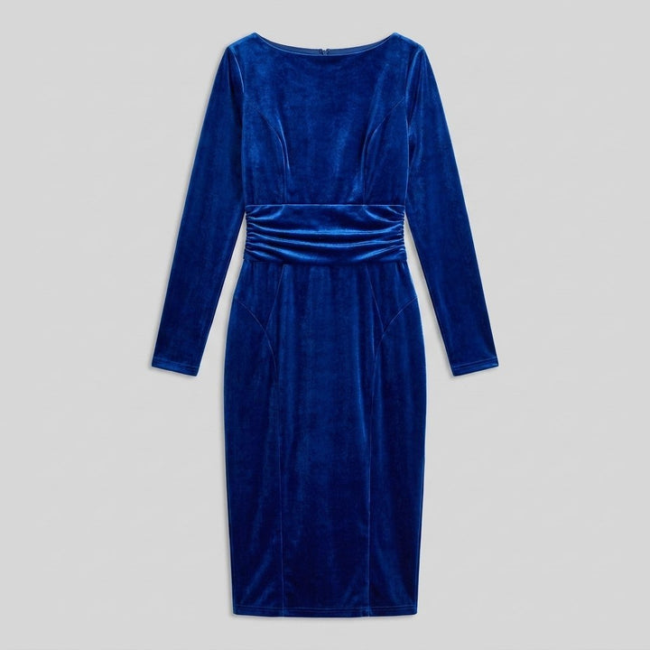 Rosalba royal blue velvet bodycon midi dress product