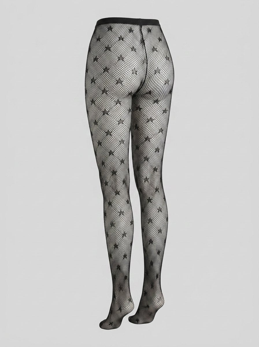 Rosie star fishnet tights black back