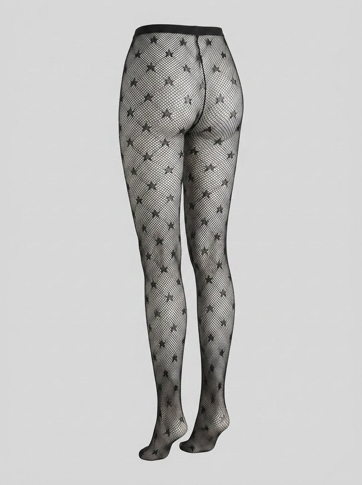 Rosie star fishnet tights black back
