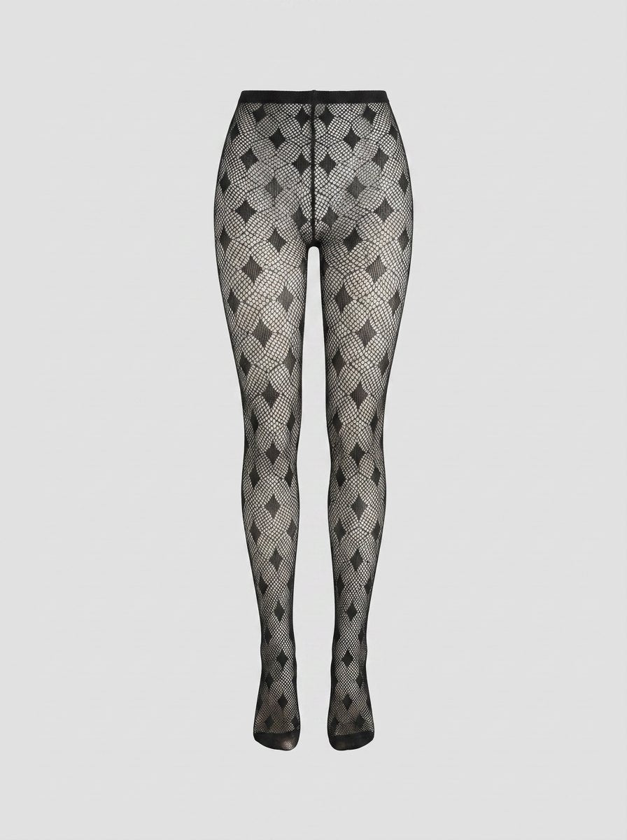 Rosie star fishnet tights black front
