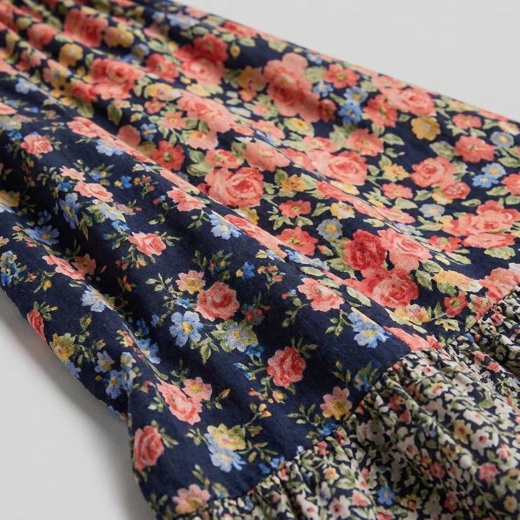 Sabrine mixed floral cotton fabric detail