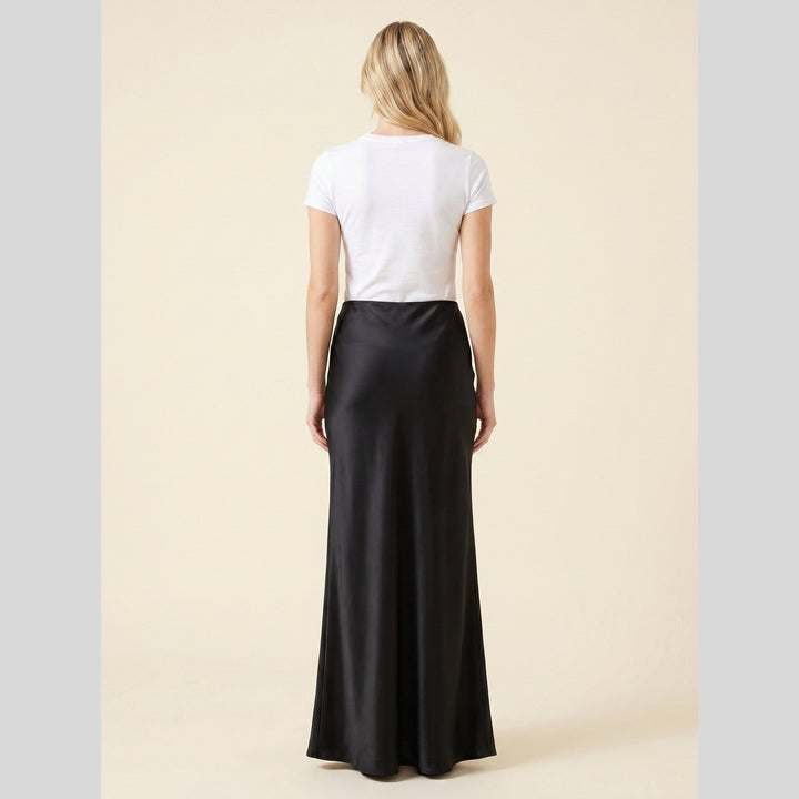 Satin maxi skirt black back