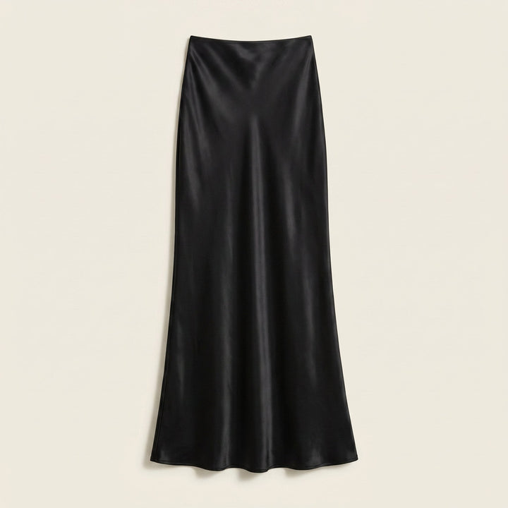 Satin maxi skirt black flat lay