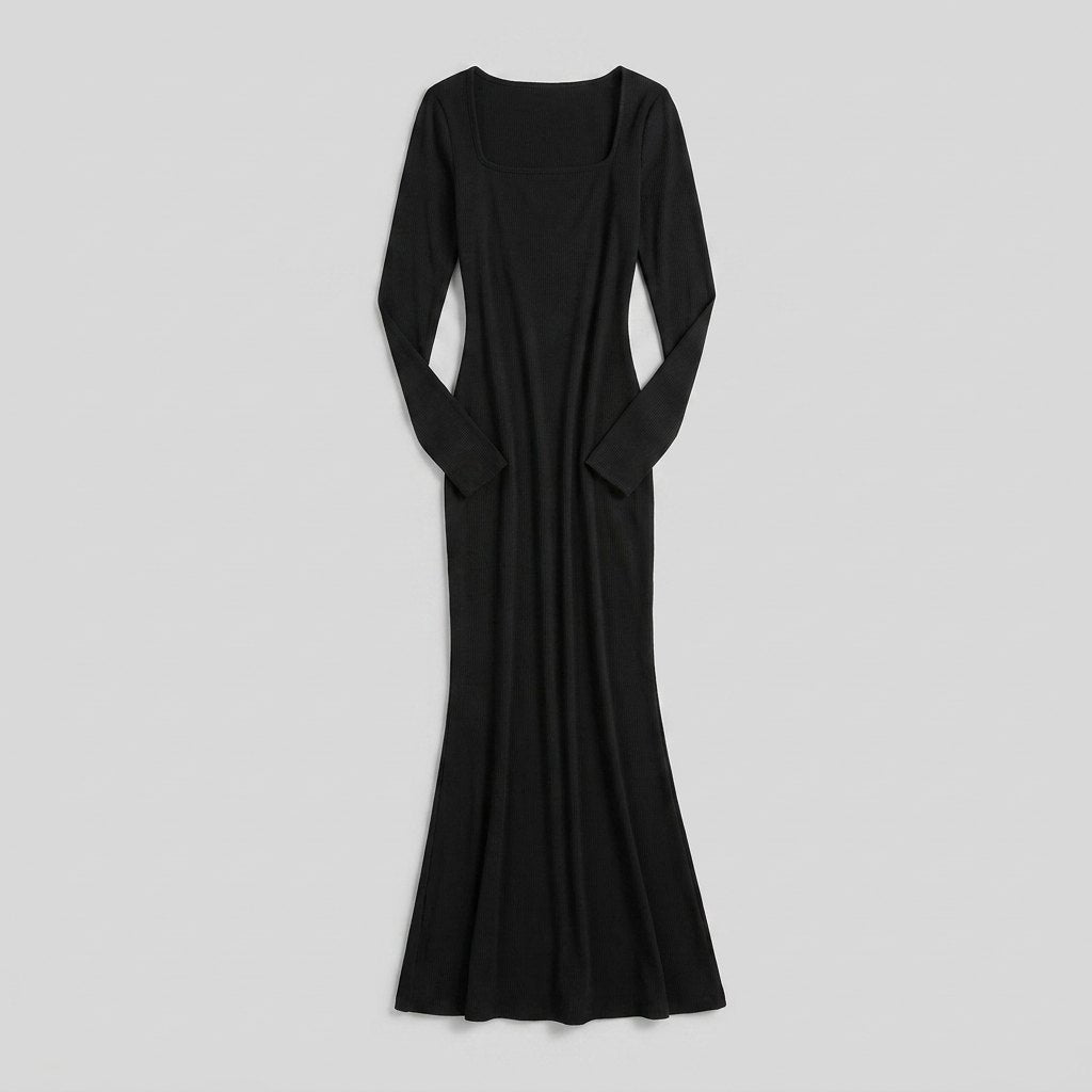 Sculptura long sleeve maxi shapewear dress black flat-lay