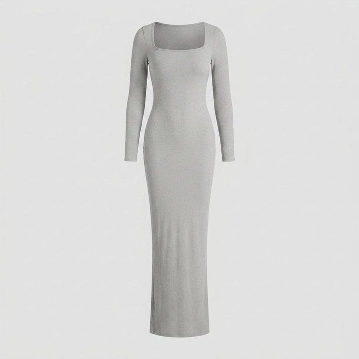 Sculptura long sleeve maxi shapewear dress grey flat-lay