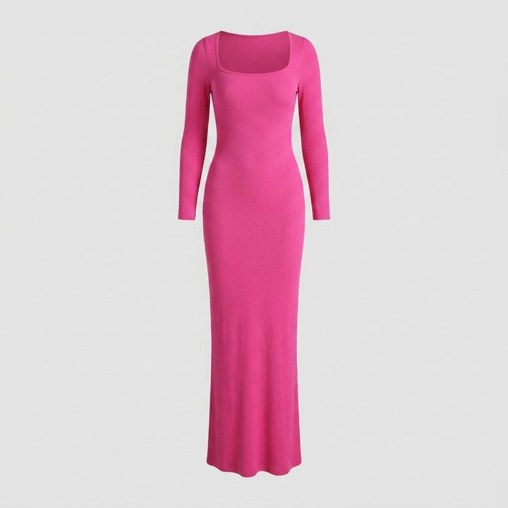 Sculptura long sleeve maxi shapewear dress pink flat-lay