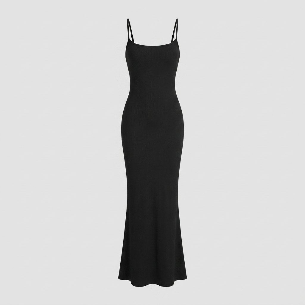 Sculptura shapewear slip maxi dress black flat-lay