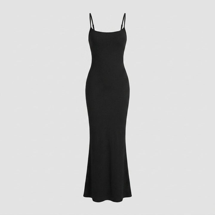 Sculptura shapewear slip maxi dress black flat-lay