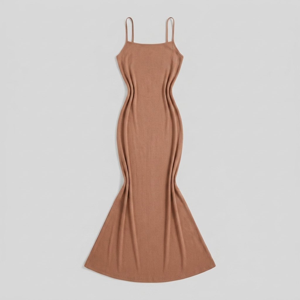 Sculptura shapewear slip maxi dress light brown flat-lay