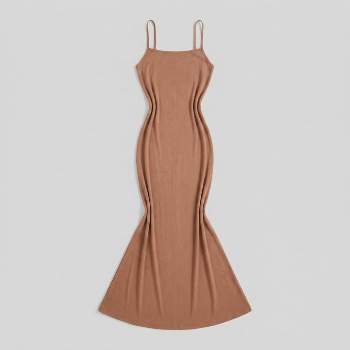 Sculptura shapewear slip maxi dress light brown flat-lay