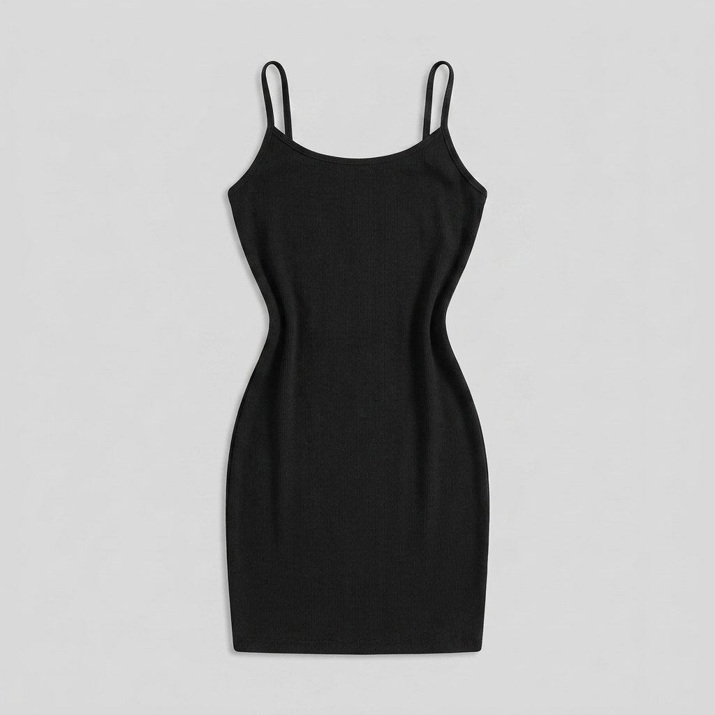 Sculptura shapewear slip mini dress black flat-lay