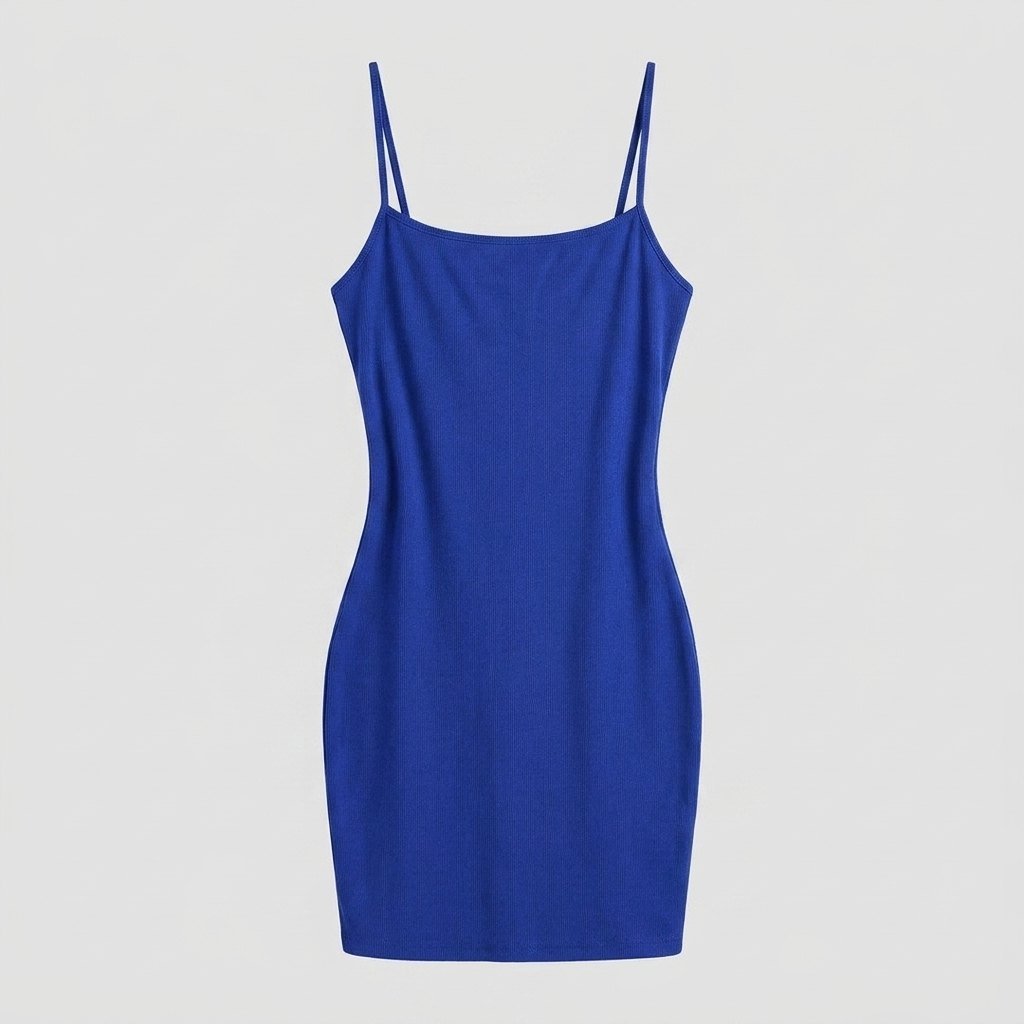 Sculptura shapewear slip mini dress blue flat-lay