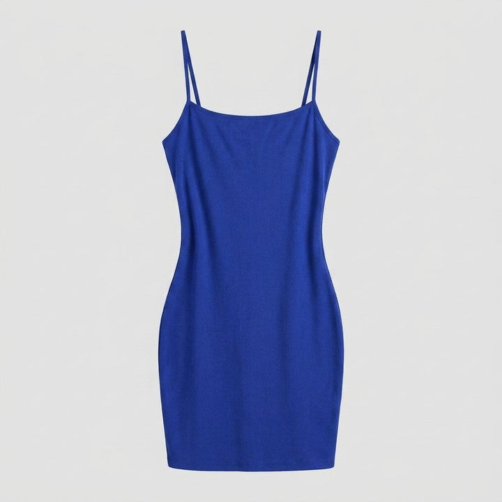 Sculptura shapewear slip mini dress blue flat-lay