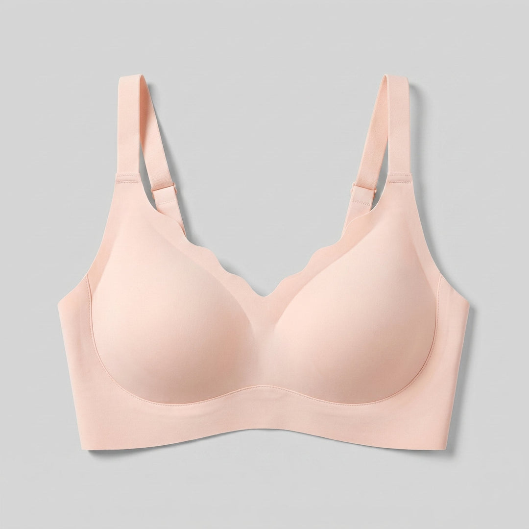 Sera seamless push-up bra apricot pink front