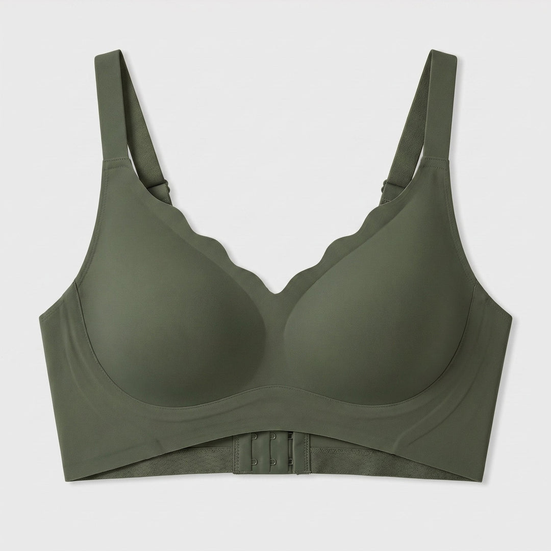 Sera seamless push-up bra dark green front