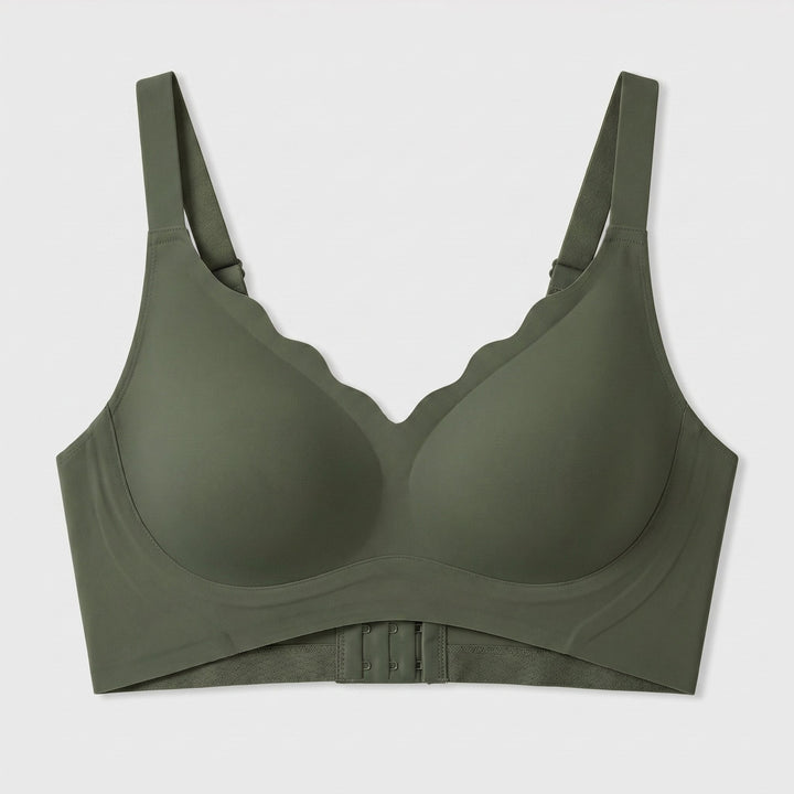 Sera seamless push-up bra dark green front