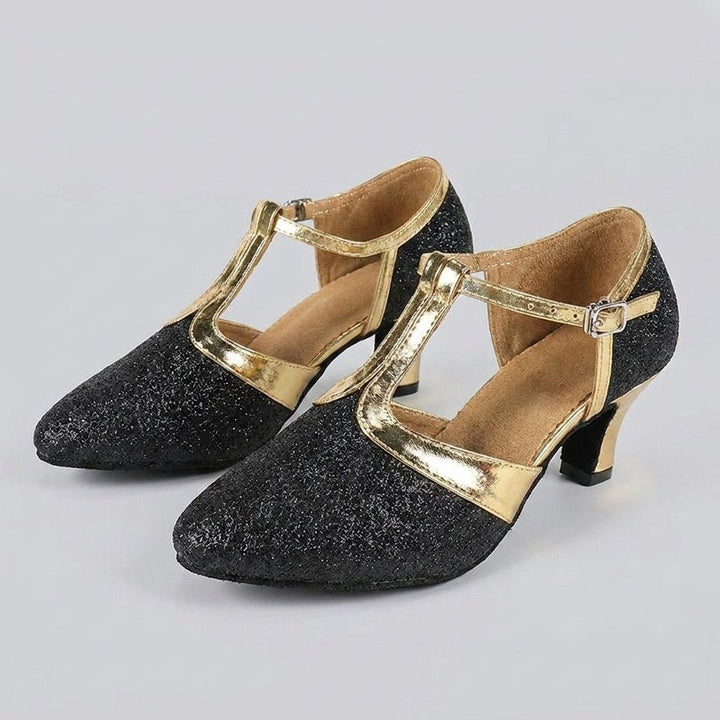 Slee black T-strap dance heels