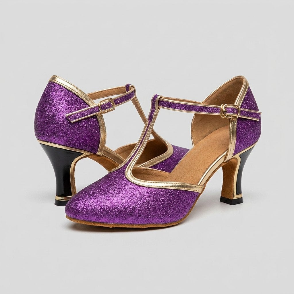 Slee purple T-strap dance heels