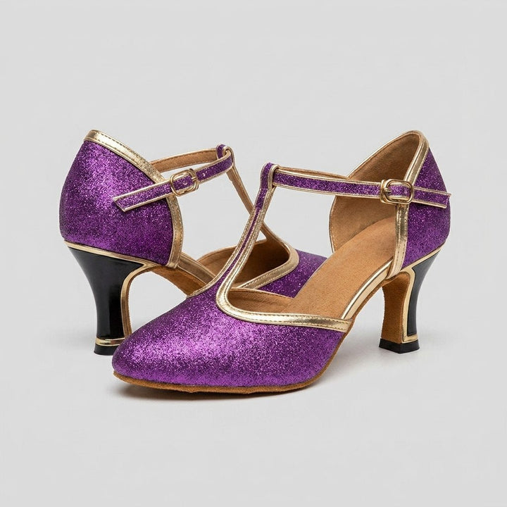 Slee purple T-strap dance heels