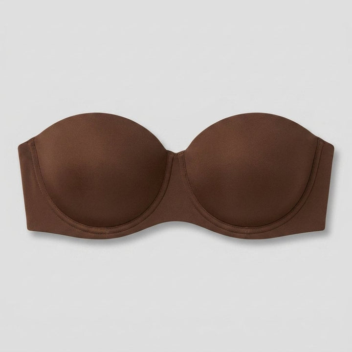 Sleek Balconette Bra Brown molded strapless