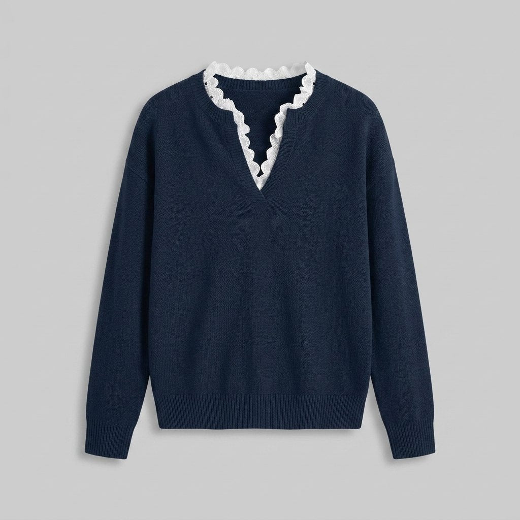 Sofi lace-trim blouse product flat-lay