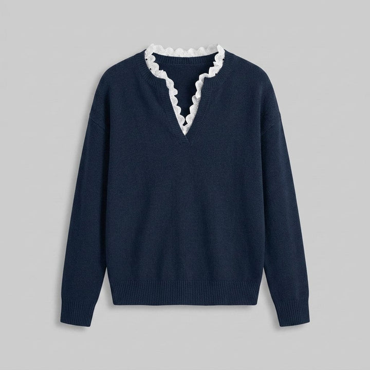 Sofi lace-trim blouse product flat-lay
