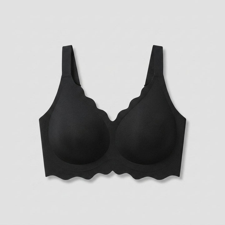 Sofia Wireless Bra Black scalloped