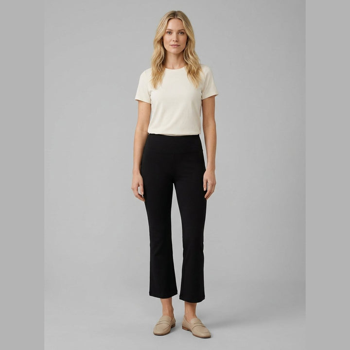 Sora black cropped kick-flare pants front