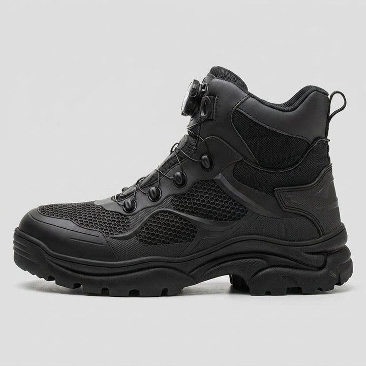 Black safety shoe side profile