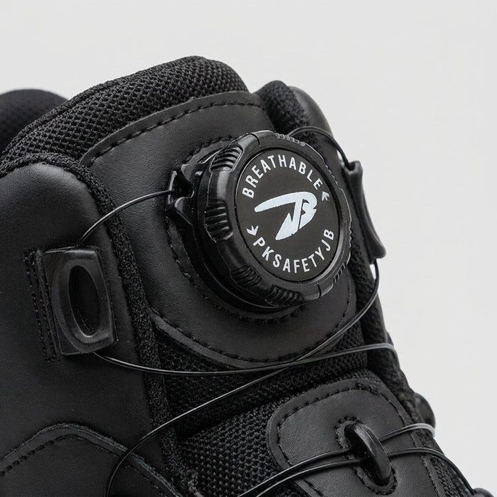 Safety shoe BOA dial closure detail