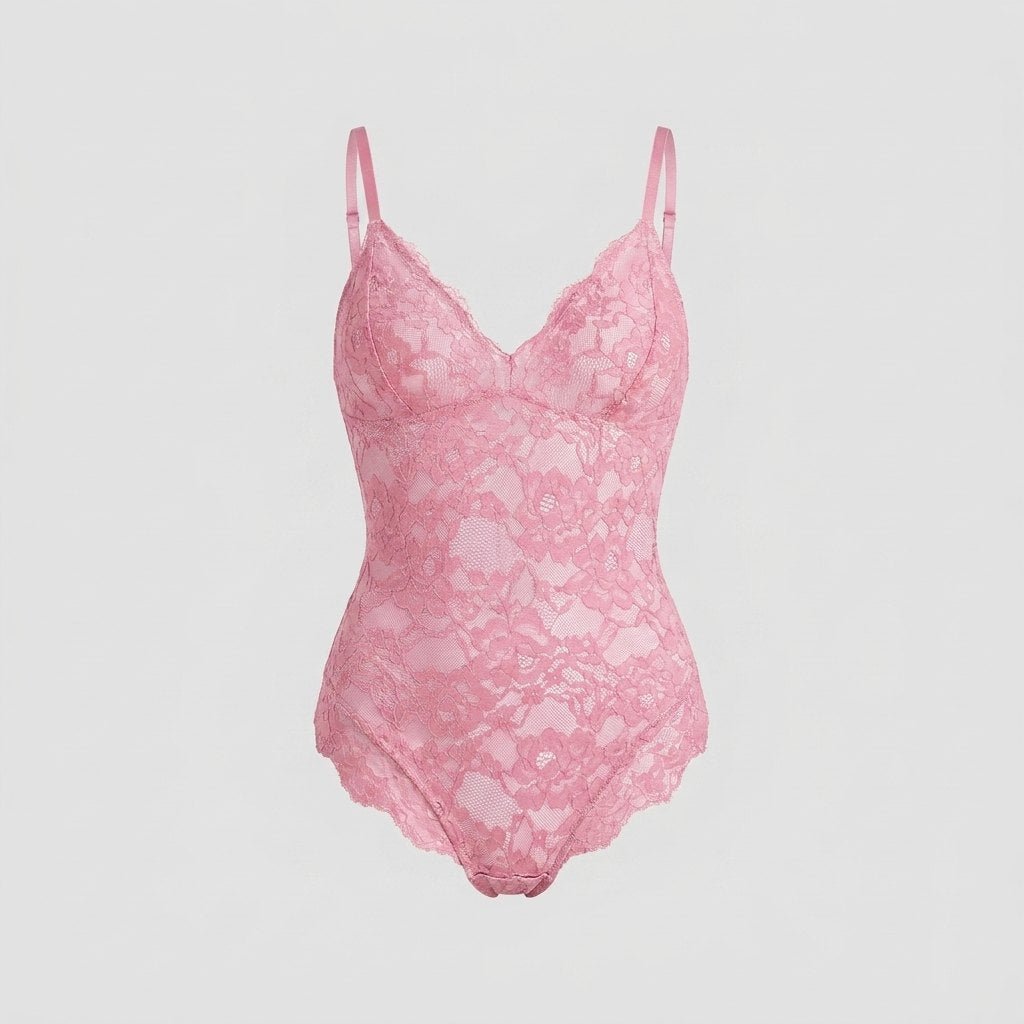 Svelte full lace bodysuit baby pink