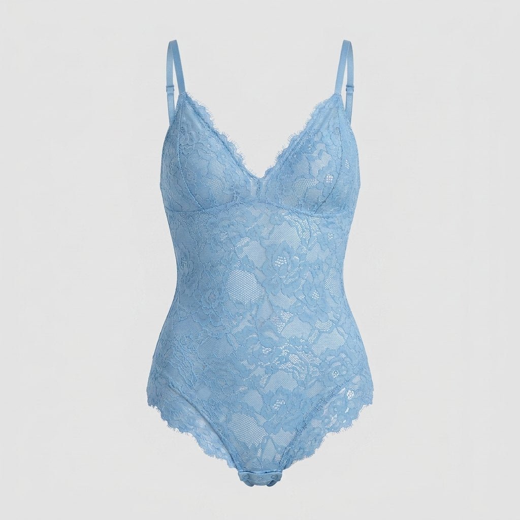 Svelte full lace bodysuit powder blue