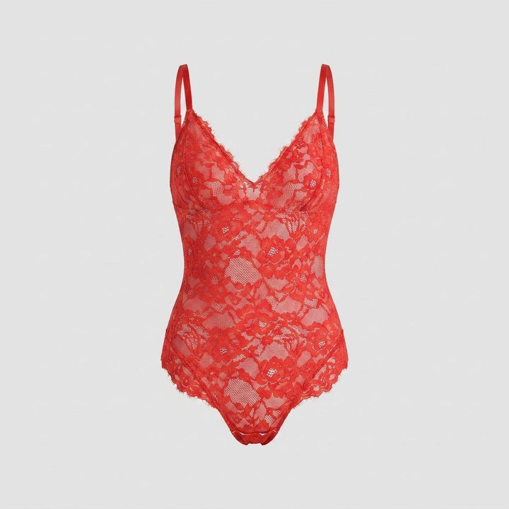 Svelte full lace bodysuit red