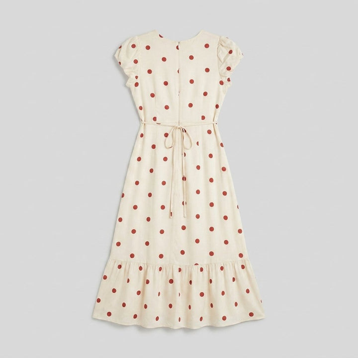 Sybille polka dot midi dress product flat lay