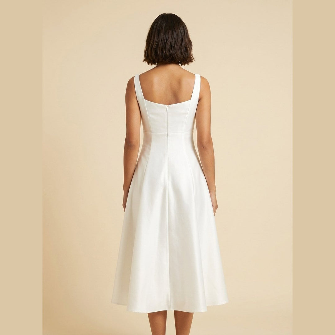 Talia white midi dress back view