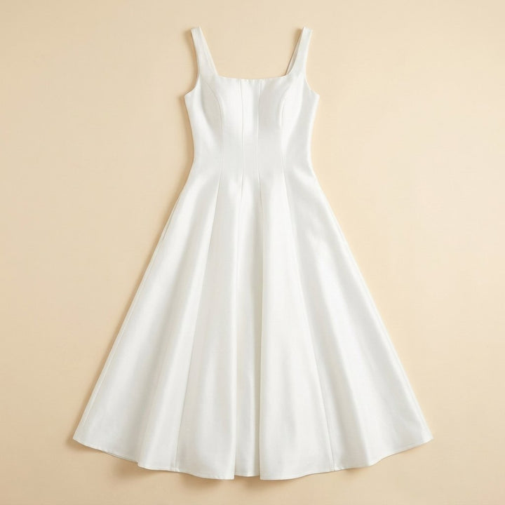 Talia white midi dress flat lay
