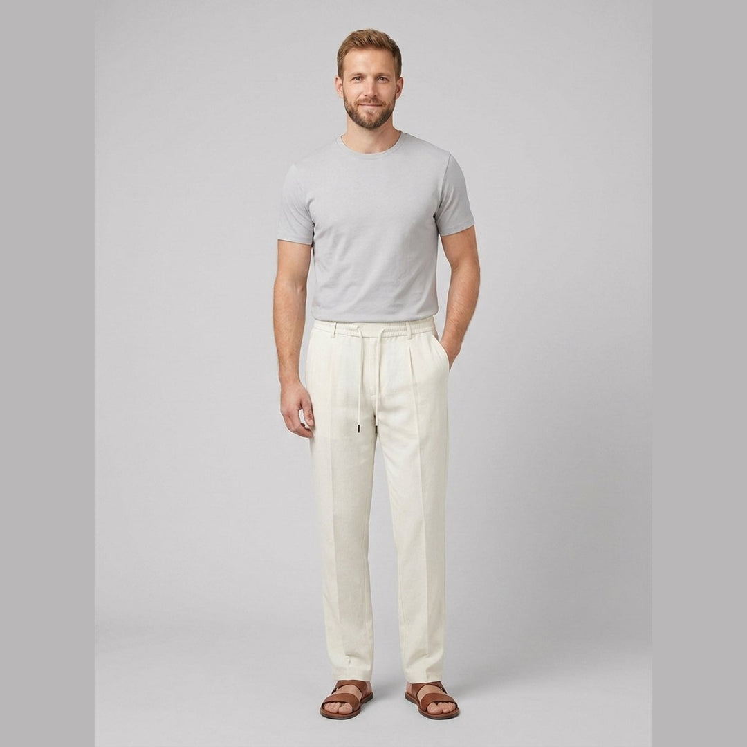 Talon white relaxed trousers on model