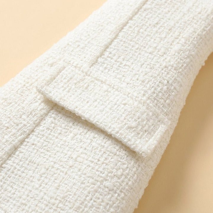 Tara white tweed fabric detail