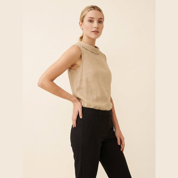 Tara turtleneck top beige on model