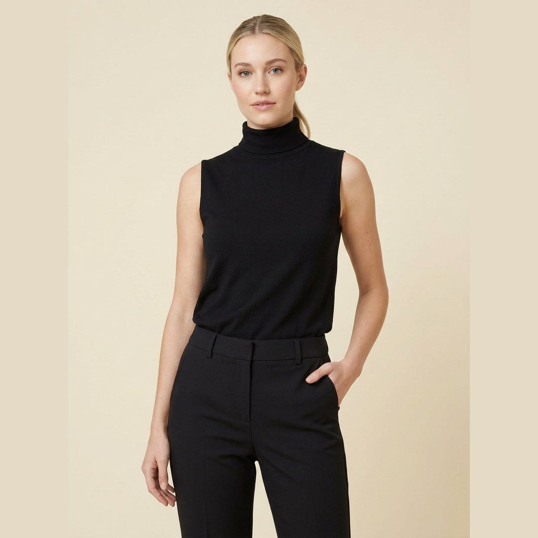 Tara turtleneck top black on model