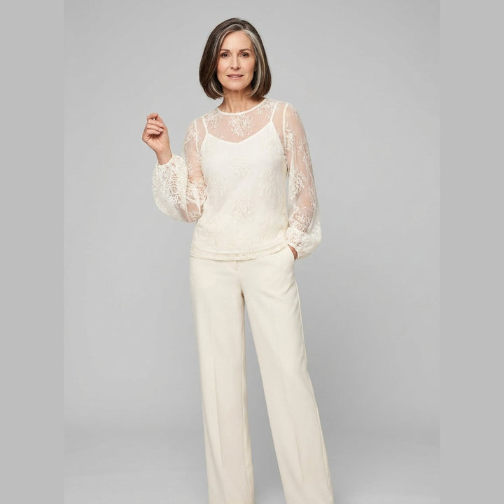 Teodora ivory lace blouse front pose