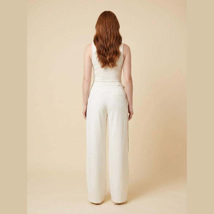 Tina cream asymmetrical pants back