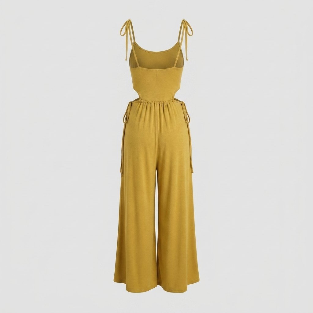 Tina mustard cut-out jumpsuit back
