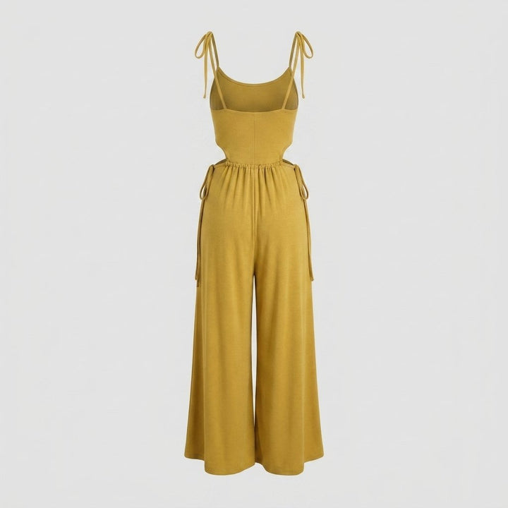 Tina mustard cut-out jumpsuit back